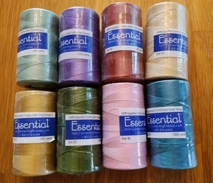LOT OF 8 ESSENTIAL 100% EGYPTIAN COTTON THREAD SIZE 50 3PLY 1200 YARDS EACH #C - Picture 1 of 3