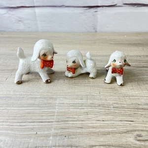 3 Vintage Anthropomorphic Green Eyes Lamb Figurines Japan  - Picture 1 of 17