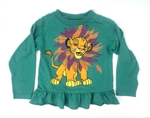 Vintage 90s Disney Lion King Simba Long Sleeve Ruffle Shirt Top Girls Green - Picture 1 of 11