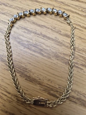 14k yellow gold womens diamond tennis bracelet 6.0 Grams 11 Stones 7.5 Inches - Image 1 of 4