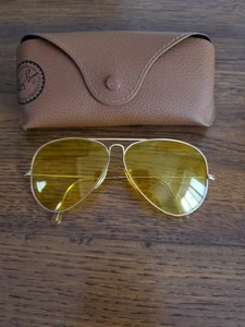 Vintage B&L Ray Ban Bausch & Lomb 1/10 12k GF Yellow Aviators w/Case - Picture 1 of 20