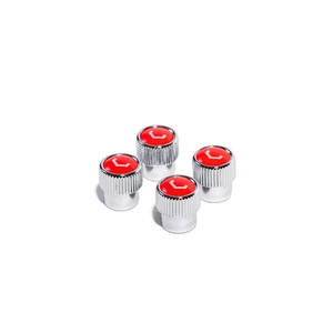 Vossen Classic V Red/Chrome Valve Stem Cap Set - Picture 1 of 2