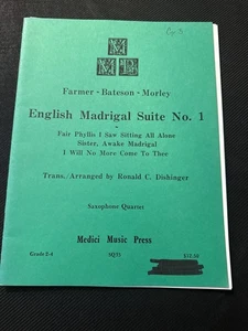 Farmer Bateson Morley English Madrigal Suite No. 1 Saxophone Quartet Music Book - Picture 1 of 3