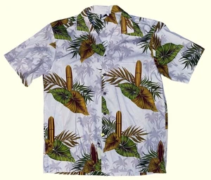 ALOHA REPUBLIC HAWAIIAN SHIRT PALM FRONDS Style Men’s L BUTTON UP CLASSIC - Picture 1 of 3