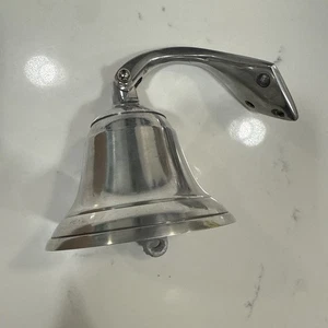 Brass Silver Wall Mount, Hanging Ships Bell, Bar Tavern Pub Decor, very strong - Picture 1 of 5