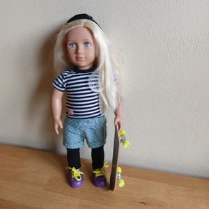 Puppe  Our Generation Skater Outfit mit Skateboard u. Meagan mit tollem Outfit - Bild 1 von 13