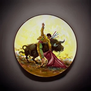 Vintage Platart Spanien 13,5" Keramik Matador Stierkampf handbemalt Hängeteller - Bild 1 von 12