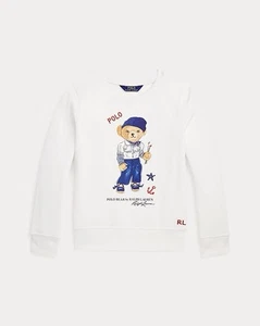 Polo Ralph Lauren Bear Fleece Sweater Pullover Girls Kids Size Medium 8 - 10 - Picture 1 of 4