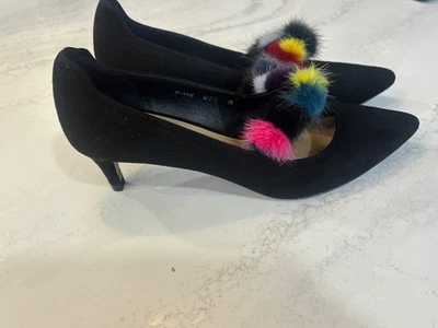 David Pliner gamuza negra piel de visón multicolor Foto 1 de 4