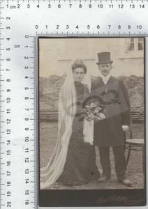 Altes Hochzeitfotos auf Hartkarton a. Fürstenberg/Oder (OT v. Eisenhüttenstadt) - Picture 1 of 2