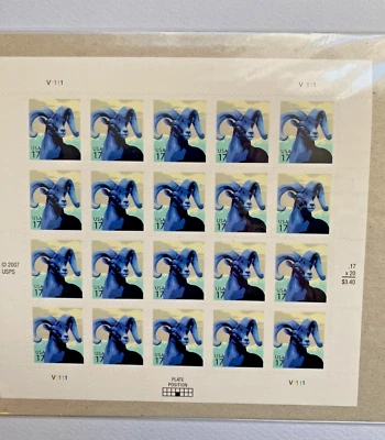 2007 Bighorn Sheep Sheet of 20 Stamps MNH NIP - Image 1 of 4