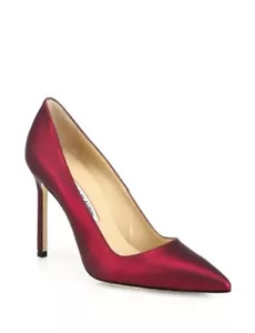 MANOLO BLAHNIK BB CLASSIC AMAZING COATED SILK PUMPS EU 39 40 I LOVE SHOES 105 MM - Picture 1 of 9