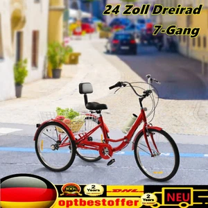 Triciclo 24 Pulgadas para Adultos 7 Velocidades 3 Ruedas Bicicleta + Cesta Triciclo NUEVO - Imagen 1 de 19