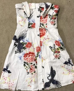 Cue Dress Size 10 White Floral Work Party Designer Dress A Line Short - Picture 1 of 5
