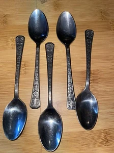 VINTAGE 5 TLG SET LÖFFEL INTERPUR Florenz EDELSTAHL BESTECK SILBERBESTECK KOREA - Bild 1 von 6