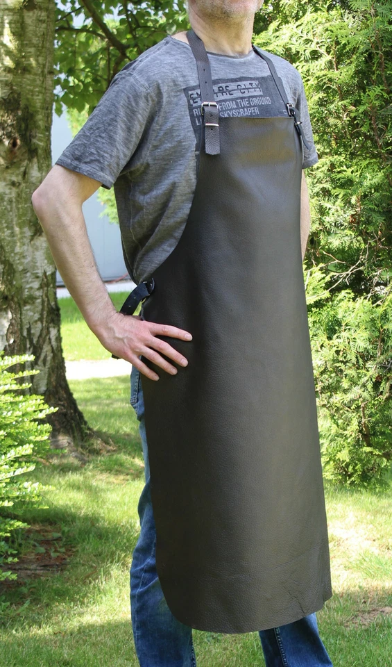 Super Delantal de Parrilla,Auténtico Cuero,Liso Cuero Vaca,Fácil,Negro Especial - Imagen 1 de 4