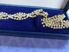 Diamante two pairs of long earrings and bracelet set vgc in box