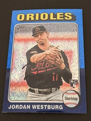2024 Topps Heritage Jordan Westburg Rookie Chrome Blue Sparkle Card # 229 - Image 1 of 2