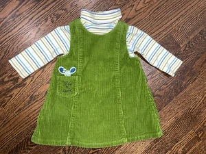 Vintage Girls Gymboree Hide N Seek Mouse Green Corduroy Jumper Dress 6-12 Month - Picture 1 of 6
