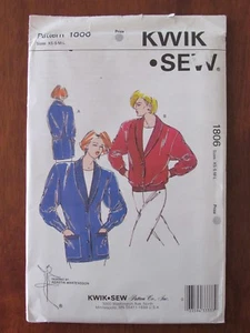 KWIK SEW PATTERN - 1806 LADIES CARDIGAN JACKET SHAWL COLLAR RIB TRIM XS-L UNCUT - Picture 1 of 2