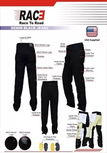 New RAC3 Men Motorcycle Motorbike Denim Jeans Trouser Protective Armored Lining - Picture 1 of 10