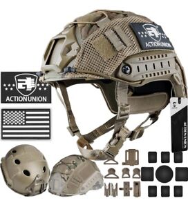 NEW Tactical Fast Helmet Action Union Tan Round Hole Size Large