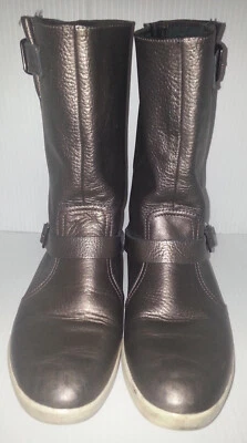 LACOSTE Mujer Botas de Cuero Tenis Zapatos Talla 7.5 Metálico Plateado Foto 1 de 4