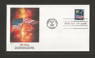 1987 US 22c Old Glory American Flag & Fireworks FDC Unaddressed Scott #2276 - Image 1 of 2
