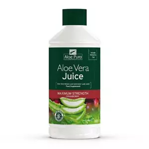 Aloe Pura Aloe Vera Juice Maximum Strength Cranberry Flavour 1L 1 Litre - Picture 1 of 3