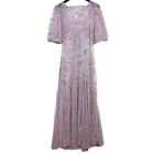 Free People (L) Sheer Lace Mesh Floral Maxi Dress Cover Up Purple