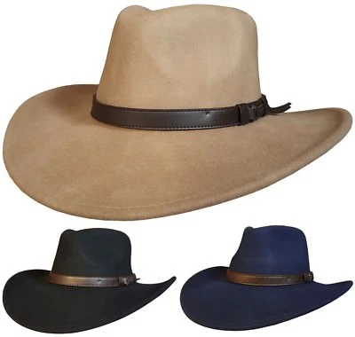 Mens or Womens Crushable Cowboy Hat 100% Wool Stetson Style Hat Western Hat