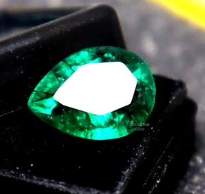 Green COLOMBIAN Emerald Pear Cut CERTIFIED Loose Gemstone 8.60 Ct Natural - Picture 1 of 7