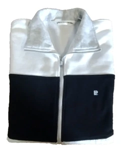 Pierre Cardin Men's Long Sleeve Warm Up Jacket White Black  Gray Full Zip Sz L - Picture 1 of 4