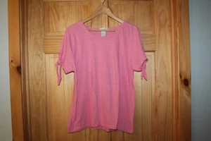 Caribbean Joe Women's Orange/Pink Short Sleeve (Tie Sleeve) Top - XL - Picture 1 of 3