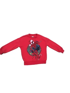 Marvel Santa Spider Man Boys Sweater Sweat Shirt Red Size XS (4-5) (1 O) - Picture 1 of 6