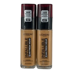 L'Oreal Paris Infallible Foundation SPF25 487 Warm Almond 1.0floz Exp 11/24 2 PK - Picture 1 of 2