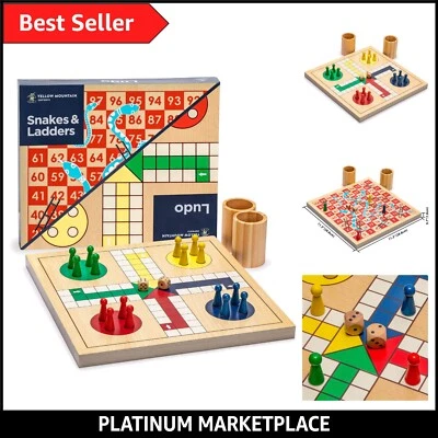 2-in-1 Reversible Wooden Snakes and Ladders, Ludo Game Set - 29 centimeters - Image 1 of 4