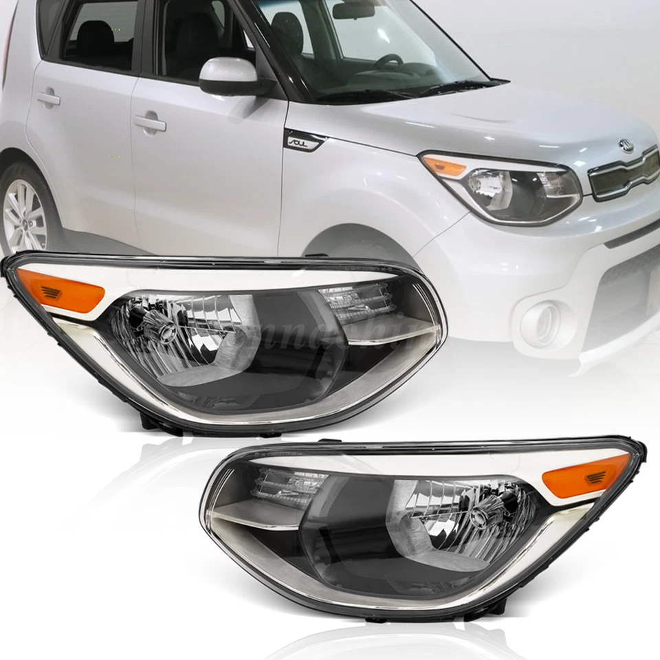 For 2014 2015 2016 2017 2018 2019 Kia Soul Halogen Headlights Headlamps L+R Foto 1 de 4