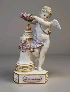 Figura Meissen Querubín "JE LES COURONNE" Cupido Lema 1815-1924++Leer - Imagen 1 de 13