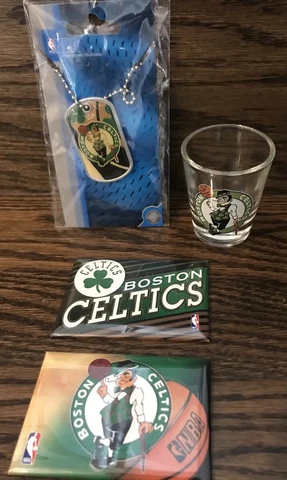 NBA Boston Celtics bundle 2 magnets &  shot glass & dog/neck tag Cover