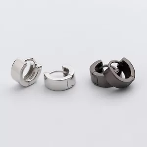 Pendientes planos cuadrados redondos de plata esterlina 925 para hombre y mujer A1372 - Imagen 1 de 9