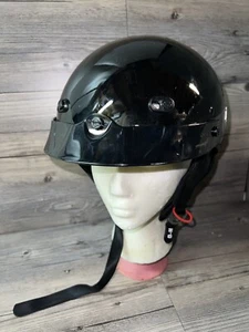 Harley Davidson Spoiler Half Helmet Gloss Black Item 97352 01 V 000M -4339 Large - Picture 1 of 12
