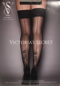 New Victoria’s Secret Hosiery (L)Tease Thigh Highs Black Lingerie Pantyhose NWT - Picture 1 of 5