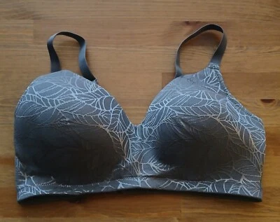 Lands End Bra 34DD Gray Floral Leaves Lightly Padded Underwire Beautiful New - Image 1 of 4