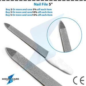 Small Metal Nail File 5" Diamond Deb Nail Files Plastic Handle Manicure Pedicure - Picture 1 of 7