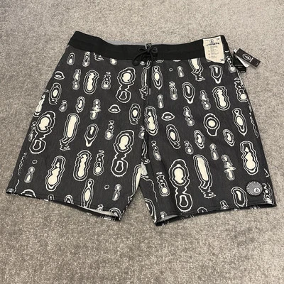 Volcom Board Shorts Mens 36 Black Stoneys Shaken Stirred Drawstring Swim NEW $68 - Image 1 of 4