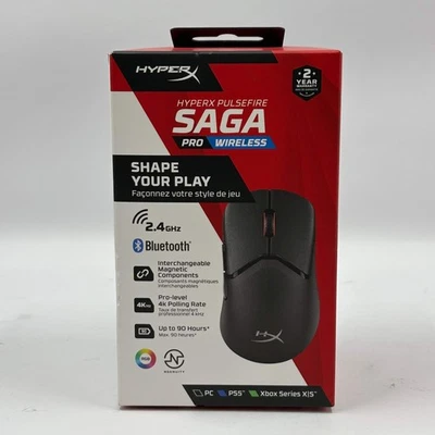 New HyperX Pulsefire Saga Black A2PB2AA Multi-Platform Pro Wireless Mouse - Image 1 of 4