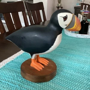 Puffin atlantico intagliato in legno firmato - Foto 1 di 17