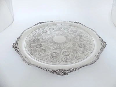 ♛ Schönes rundes Tablett "Viners of Sheffield" - 37 cm Durchmesser- versilbert ♛ - Bild 1 von 4