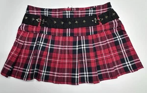 Abbey Dawn Avril Lavigne Plaid Mini Skirt Red School Girl Punk Emo Y2K Size 11 - Picture 1 of 7